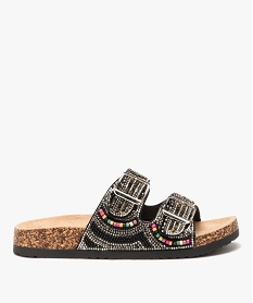 GEMO Mules femme avec brides à boucle en perles et strass noir standard