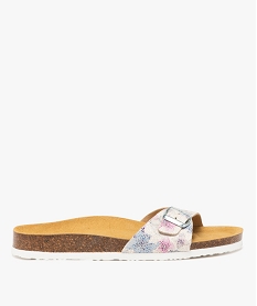 GEMO Mules femme plates à bride à motifs effet mosaïque beige standard