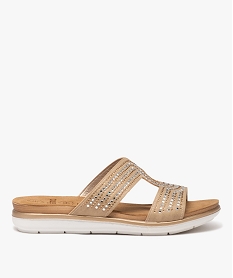 GEMO Mules femme confort dessus uni avec strass et à semelle épaisse beige standard