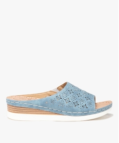 GEMO Mules femme confort à semelle compensée et bandeau large Bleu