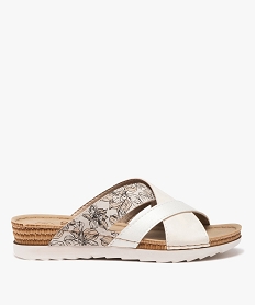 GEMO Mules femme confort à brides entrecroisées et fantaisie blanc standard