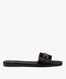 GEMO Mules femme unies à bride satinée avec bijou fantaisie noir standard
