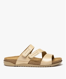GEMO Mules confort unies à brides scratch femme argente