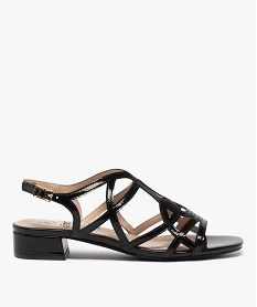 GEMO Sandales femme unies à brides entrelacées vernies noir standard