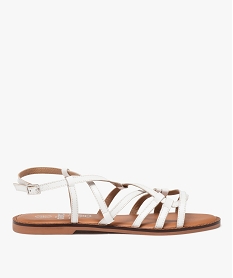 GEMO Sandales en cuir à brides et talons plats femme blanc standard