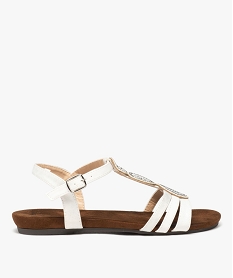 GEMO Sandales à petit talon compensé et strass femme blanc standard