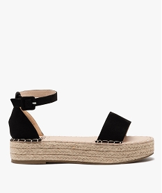 GEMO Sandales femme compensées en corde avec talon fermé noir standard