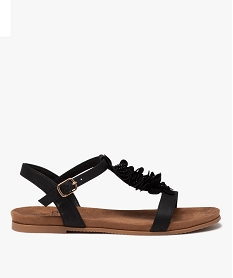 GEMO Sandales femme unies avec bride centrale fantaisie noir standard