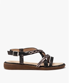 GEMO Sandales femme unies à brides fantaisie avec bijou et à semelle épaisse noir standard