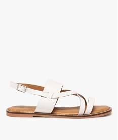 GEMO Sandales femme plates unies en cuir à multiples brides blanc standard