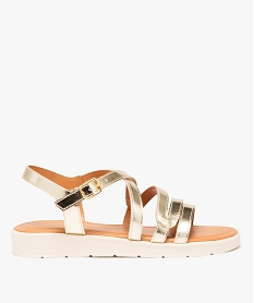 GEMO Sandales femme plates à brides métallisées dore