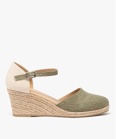 GEMO Sandales compensées dessus textile pailleté femme kaki standard