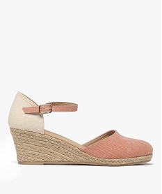 GEMO Sandales compensées dessus textile pailleté femme rose standard