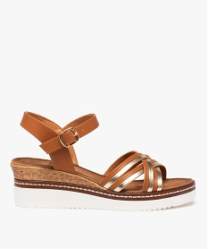 GEMO Sandales femme à semelle compensée contrastante marron standard
