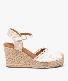 GEMO Sandales femme en macramé uni avec bout fermé et semelle corde compensée blanc standard