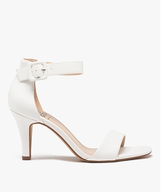 GEMO Sandales femme à talon fermé et brides métallisées blanc standard