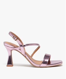 GEMO Sandales femme à talon et brides métallisées violet standard