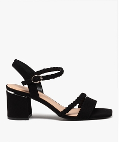 GEMO Sandales à talon avec brides tressées en suédine femme noir standard