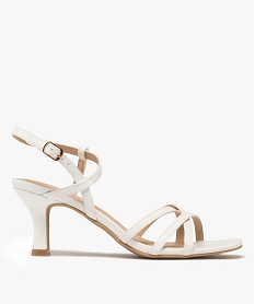 GEMO Sandales femme à talon fin avec brides vernies et unies Blanc