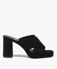 GEMO Mules femme à talon haut unies en suédine et à brides croisées noir standard
