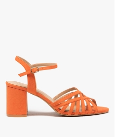 GEMO Sandales à talon carré unies avec brides croisées orange standard