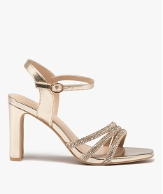 GEMO Sandales femme à talon haut et brides strass dore