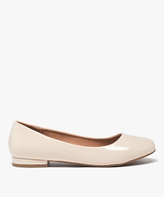 GEMO Ballerines femme unies dessus verni à bout rond Beige