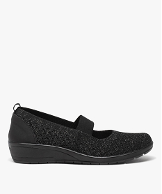 GEMO Ballerines femme confort unies avec paillettes et à semelle compensée noir standard