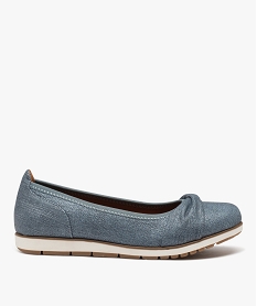 GEMO Ballerines femme confort unies effet drapé en denim bleu standard
