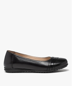 GEMO Ballerines femme confort en cuir uni avec semelle crantée noir standard