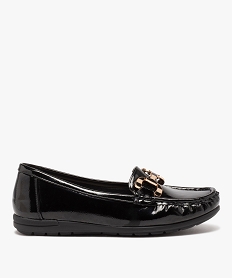 GEMO Mocassins confort femme dessus verni avec barrette métallique noir standard