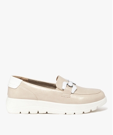 GEMO Mocassins femme confort unis avec boucle fantaisie et à semelle épaisse beige standard