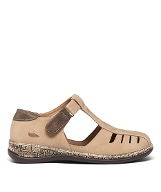 GEMO Mocassins femme ajourés et à scratch style babies Beige