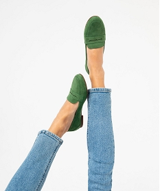 GEMO Mocassins femme unis style Penny Loafer Vert