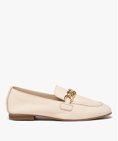 mocassins femme unis en cuir a bride chaine metallisee - taneo beige mocassinsJ620501_1