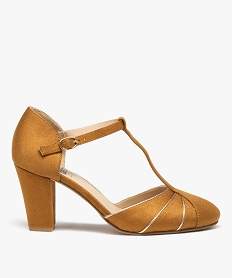 GEMO Escarpins femme unies à talon style Salomé avec bout rond marron standard