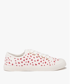 GEMO Baskets femme en toile à motif coeur avec lacets Rouge