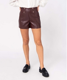 short femme ample en matiere synthetique imitation cuir brun shortsJ624401_1