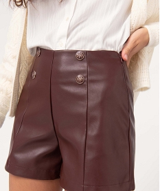short femme ample en matiere synthetique imitation cuir brun shortsJ624401_2