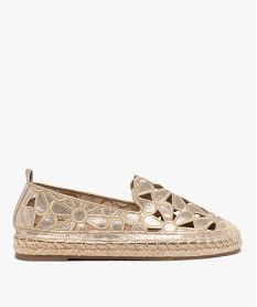 espadrilles en toile fleurie ajouree et pailletee femme jauneJ626701_1