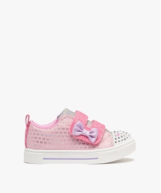 GEMO Baskets fille pailletées à scratch avec clous lumineux – Skechers Twinkle Rose