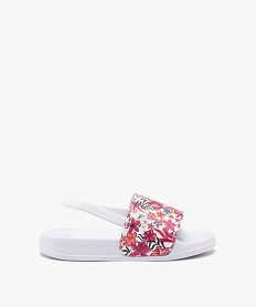 GEMO Mules de piscine fille avec bride talon élastique et bandeau imprimé fleurs Rose