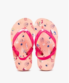 GEMO Tongs fille avec brides à paillettes et bride talon élastique rose standard