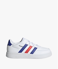 GEMO Baskets garçon à scratch et à lacets avec bandes latérales colorées - Adidas blanc chine