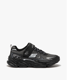 GEMO Baskets en mesh à grosse semelle et scratch garçon - Skechers noir vif