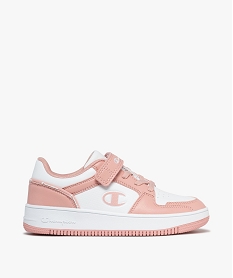 GEMO Baskets fille bicolores à scratch et lacets élastiques fantaisie - Champion USA blanc chine