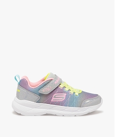 GEMO Baskets pailletées à scratch et lacets satin fille - Skechers Gris