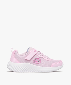 GEMO Baskets fille en mesh à paillettes et à scratch - Skechers rose vif