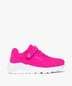 GEMO Baskets fille running unies avec bride scratch Los Angeles - Skechers rose standard