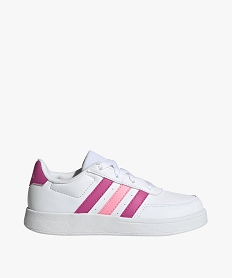 GEMO Baskets fille à scratch et à lacets avec bandes contrastantes - Adidas Blanc